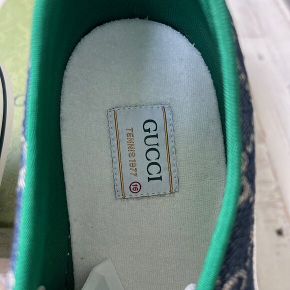 NEW GUCCI GG DENIM TRAINER SHOE BLUE TEA SIZE G15+ (16M) RETAIL $1,500 IN BOX - Picture 3 of 9